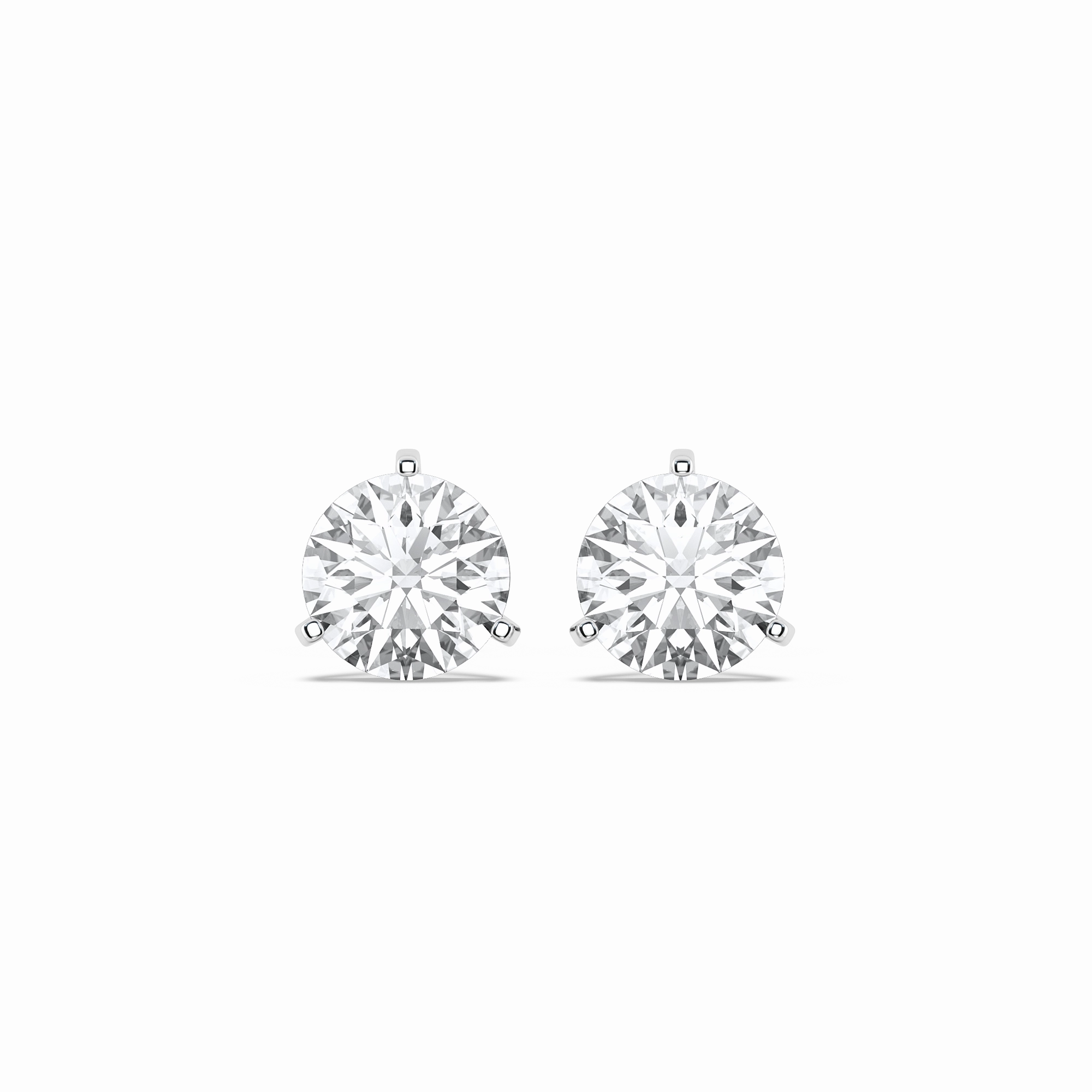 Affordable Design Classic Round Lab Grown Diamond Three Prong Martini Stud Earrings