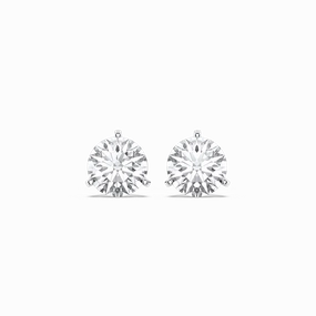 Affordable Design Classic Round Lab Grown Diamond Three Prong Martini Stud Earrings