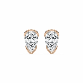 Safe Choice 2 ctw Pear Lab Grown Diamond Half Bezel Stud Earrings