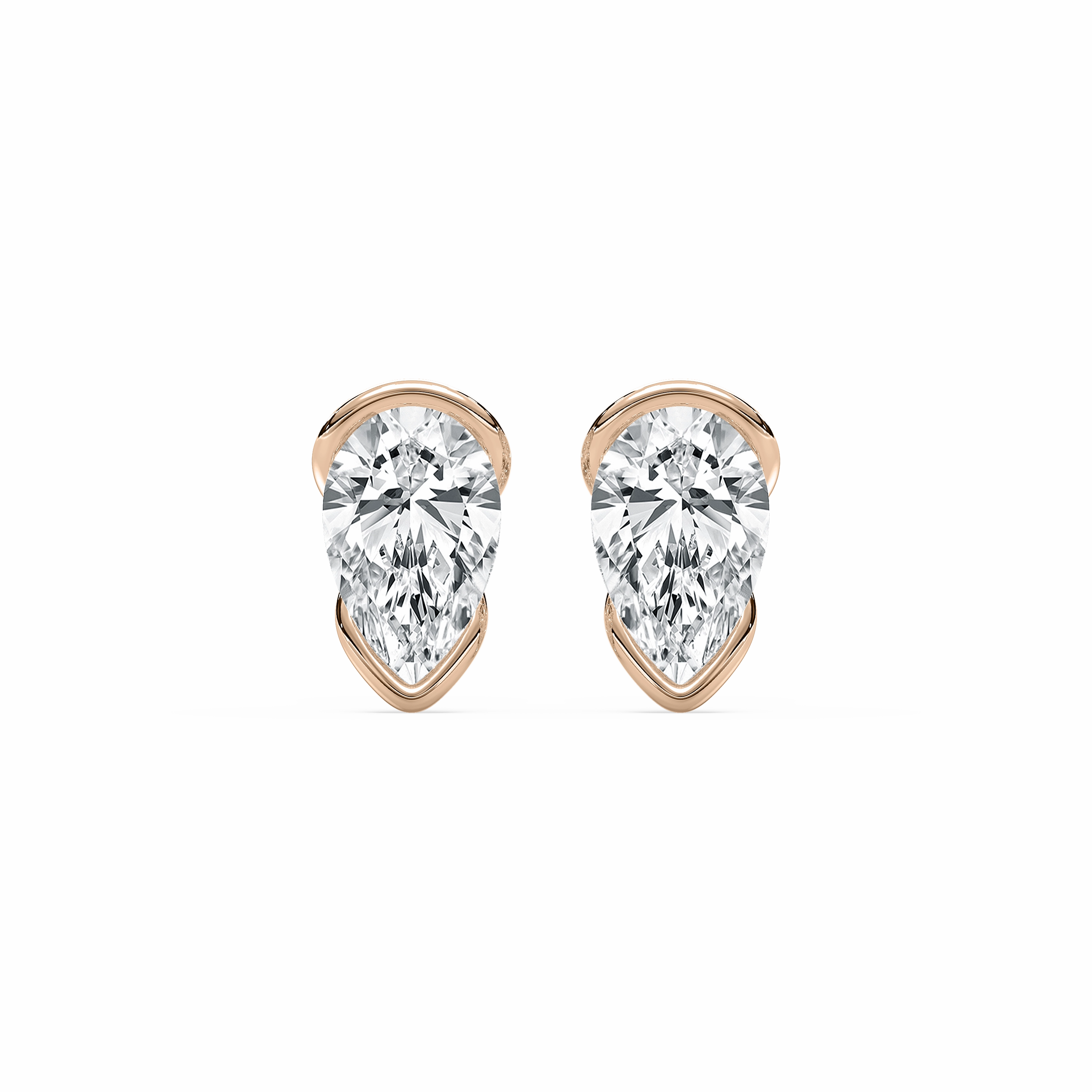 Safe Choice 2 ctw Pear Lab Grown Diamond Half Bezel Stud Earrings