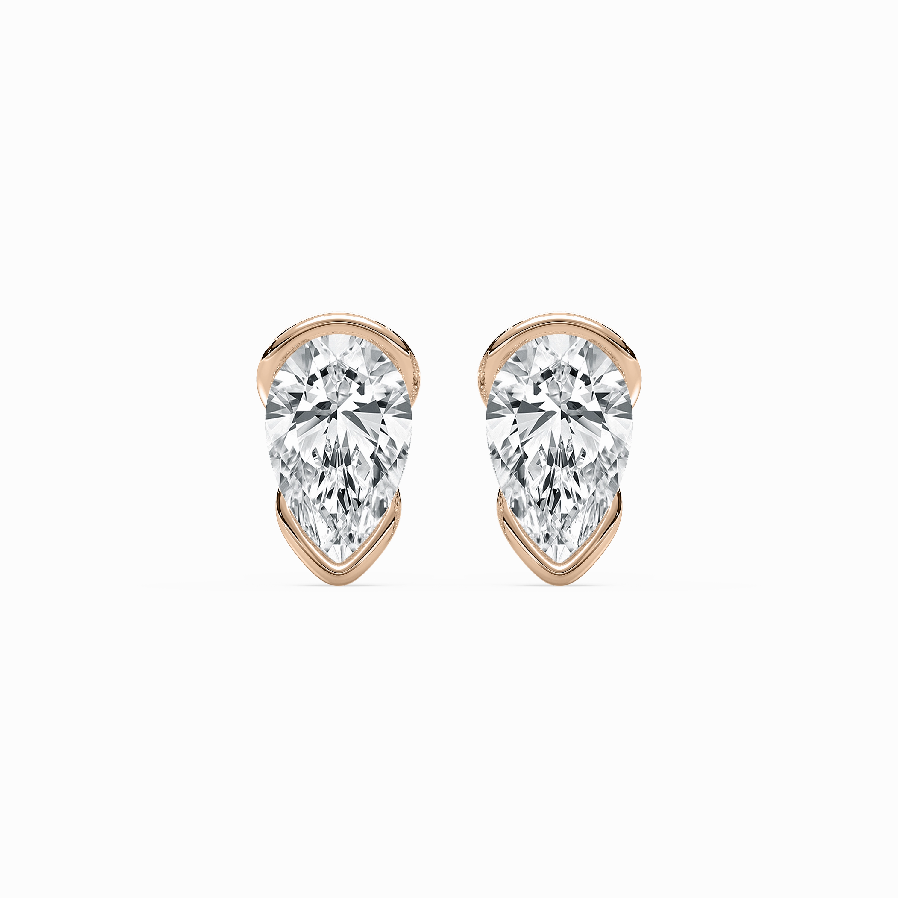 2 ctw Pear Lab Grown Diamond Half Bezel Stud Earrings Matte Accessory