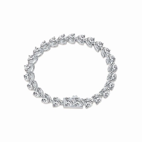 Respectable Fusion Cute Heart Shaped Zircon Tennis Bracelet Silver