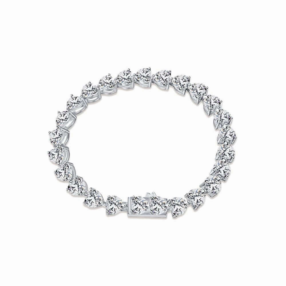 Respectable Fusion Cute Heart Shaped Zircon Tennis Bracelet Silver