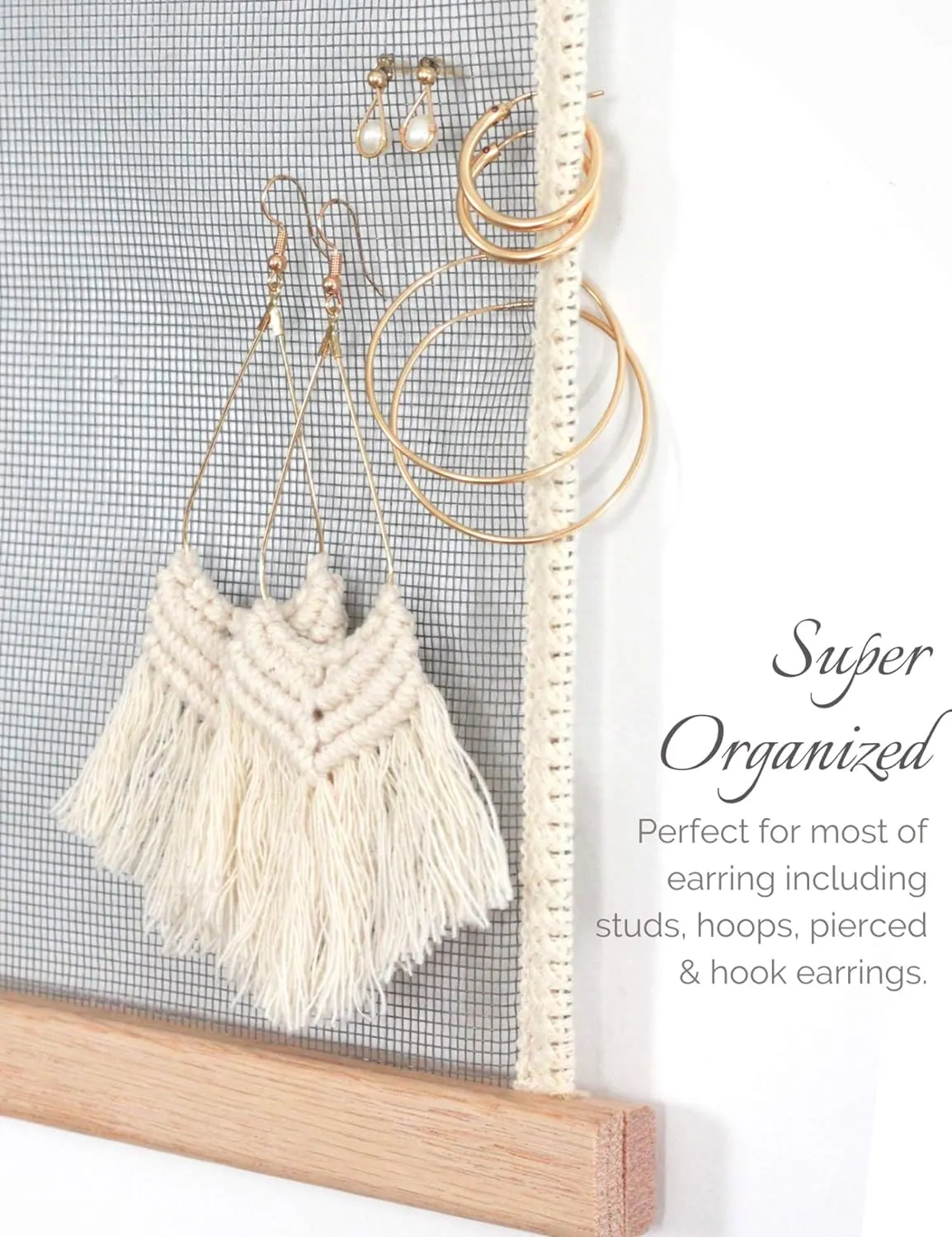 Heesch Earring Organizer Holder Display Wall Mount Hanging Jewelry Stud Earrings Necklaces Holder for Women Girls Hair Clips Hanger