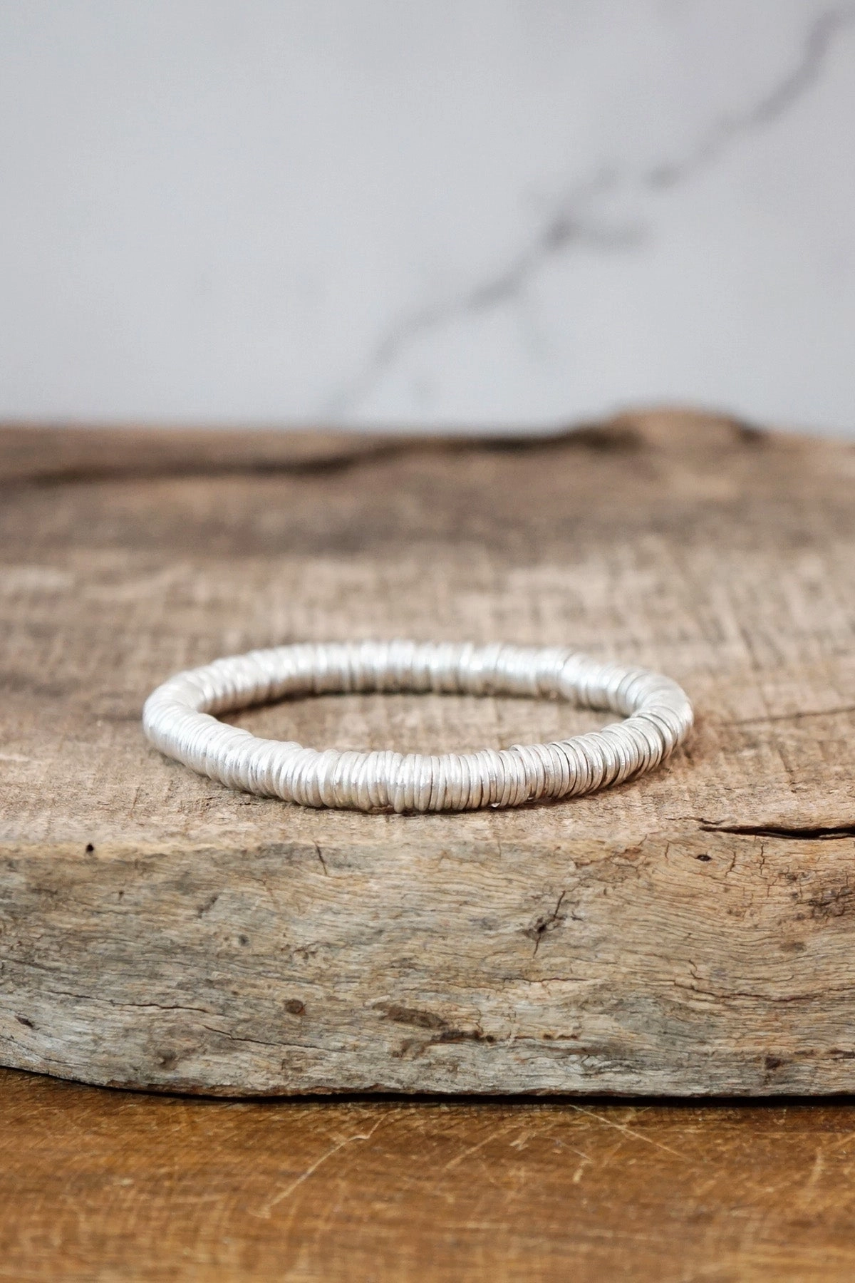 Heishi Disc Boho beaded stretchy bracelet Silver Gold Shell Unity Symbol Angular Edges