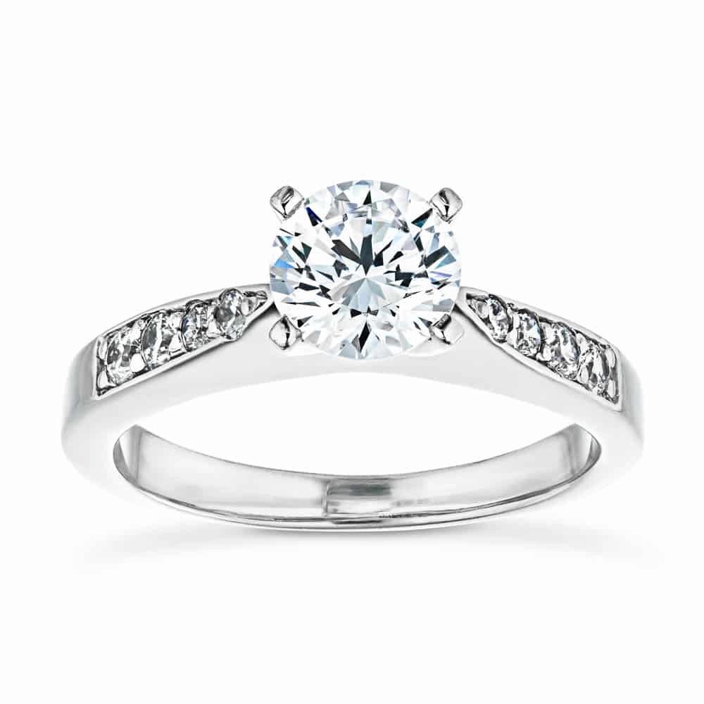 Clean Lines Subtle tone Helen Lab Grown Diamond Pinched Channel Side Stone Engagement Ring