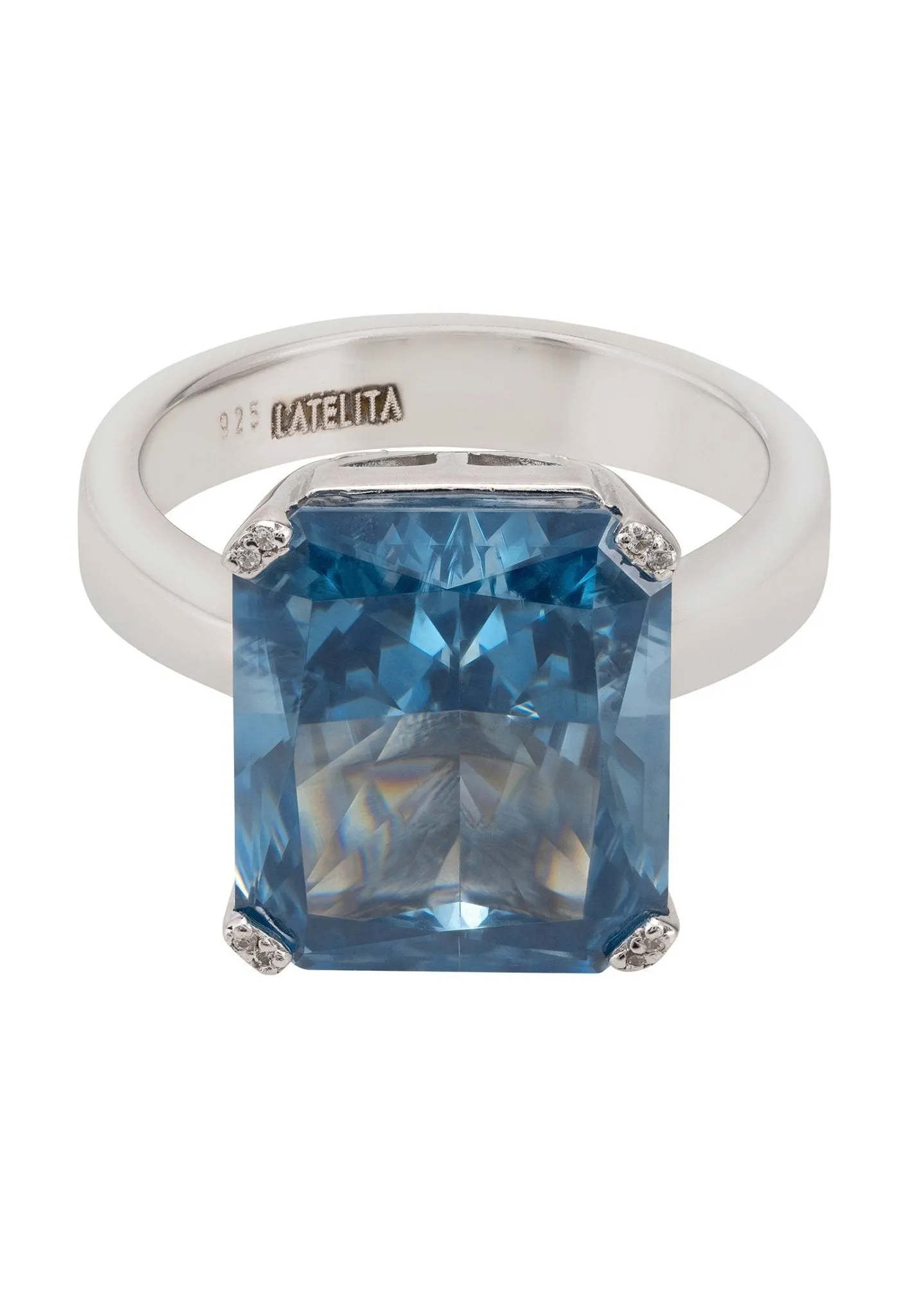 Helena Blue Topaz Gemstone Cocktail Ring Silver