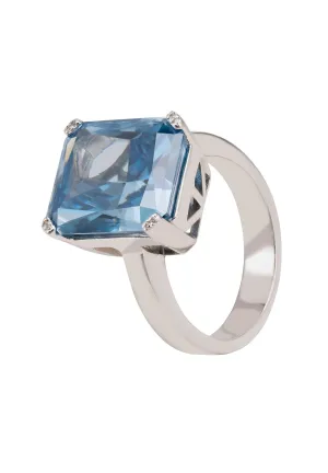 Helena Blue Topaz Gemstone Cocktail Ring Silver