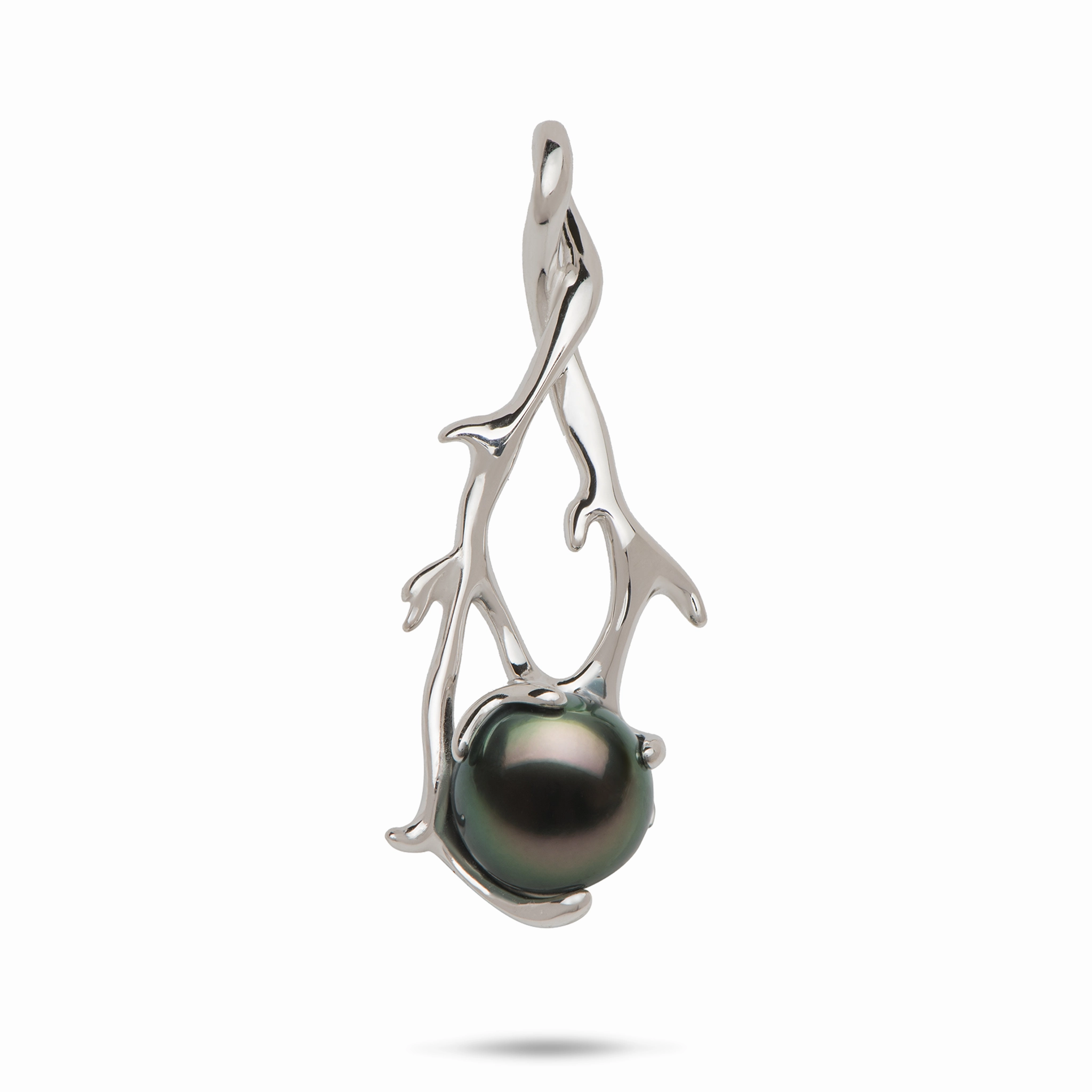Refined Accessory Heritage Tahitian Black Pearl Pendant in White Gold - 9-10mm
