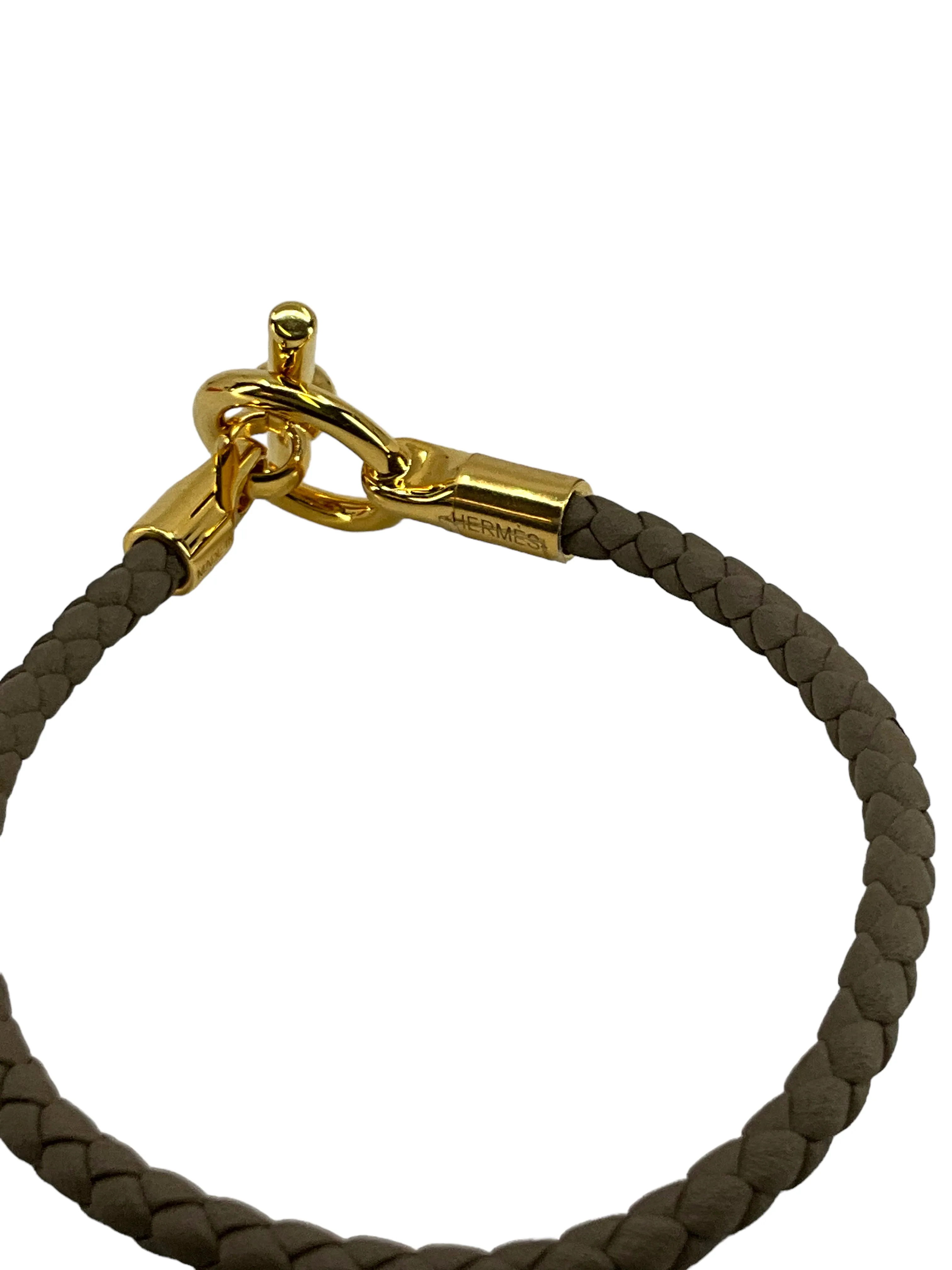 Hermes Braided Leather Glenan Bracelet T1 NEW