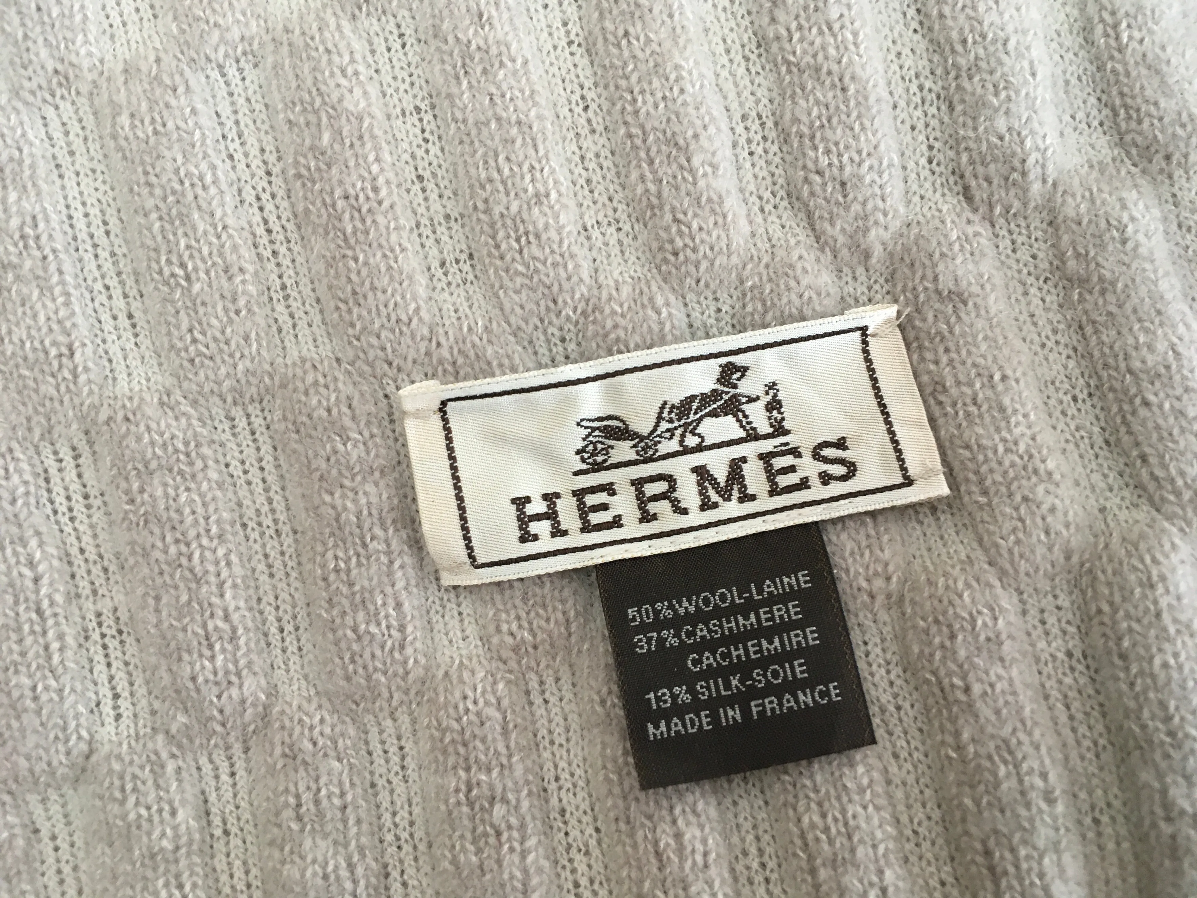 Hermès HERMES Wool Cashmere Silk Knit Shawl Scarf large Unisexe MEN