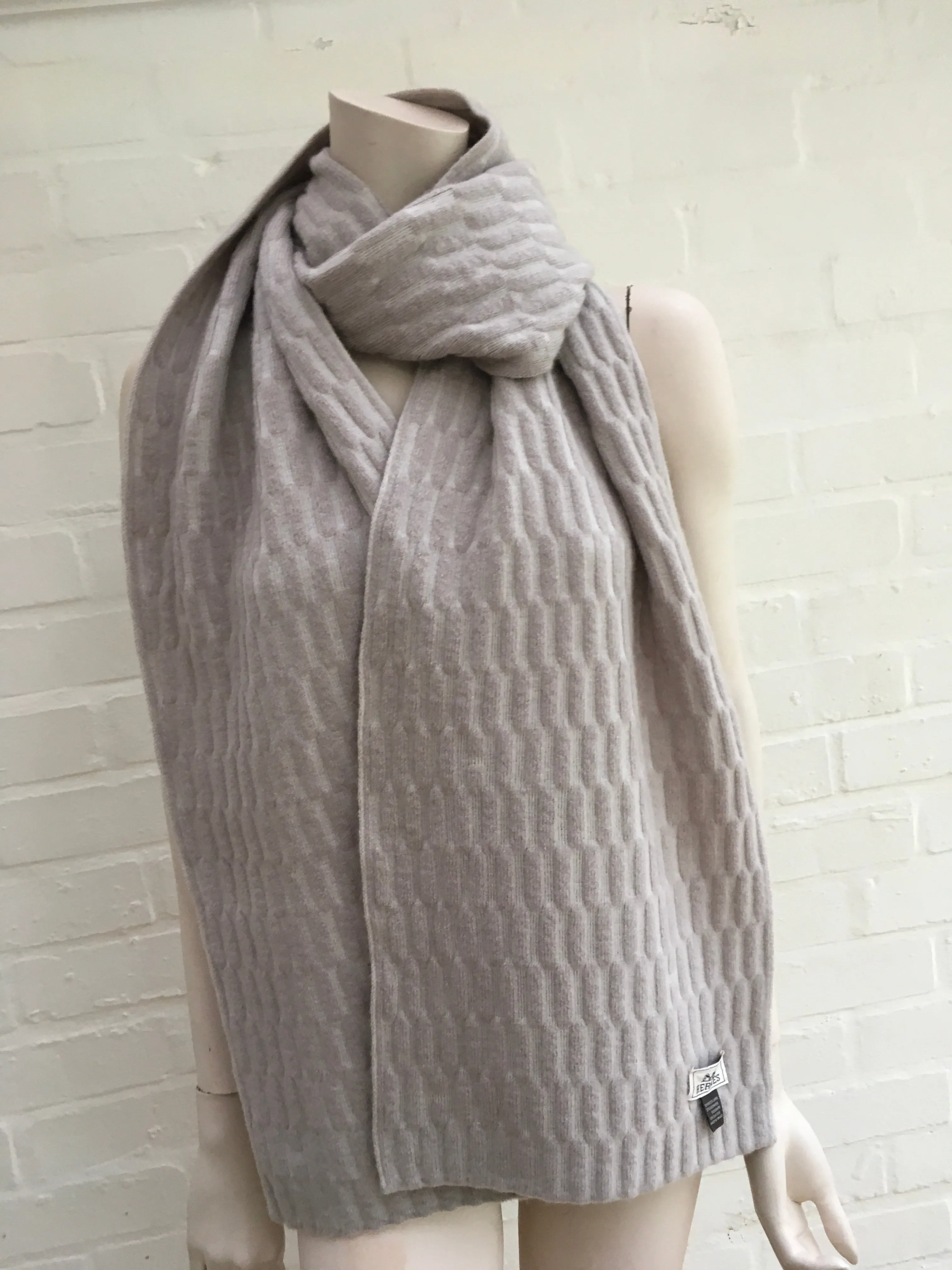 Hermès HERMES Wool Cashmere Silk Knit Shawl Scarf large Unisexe MEN