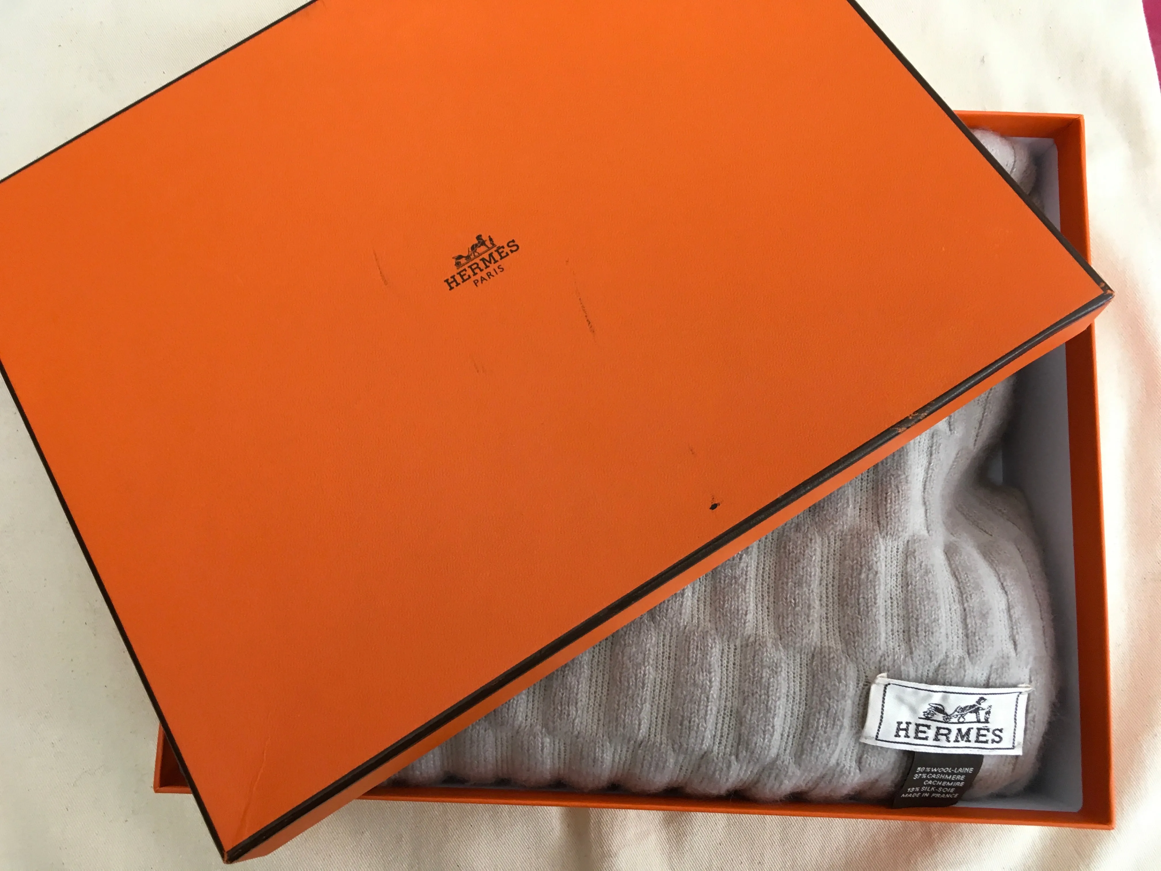 Hermès HERMES Wool Cashmere Silk Knit Shawl Scarf large Unisexe MEN