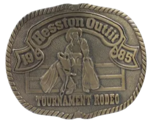 Hesston Outfit 1985 Tournament Rodeo Belt Buckle