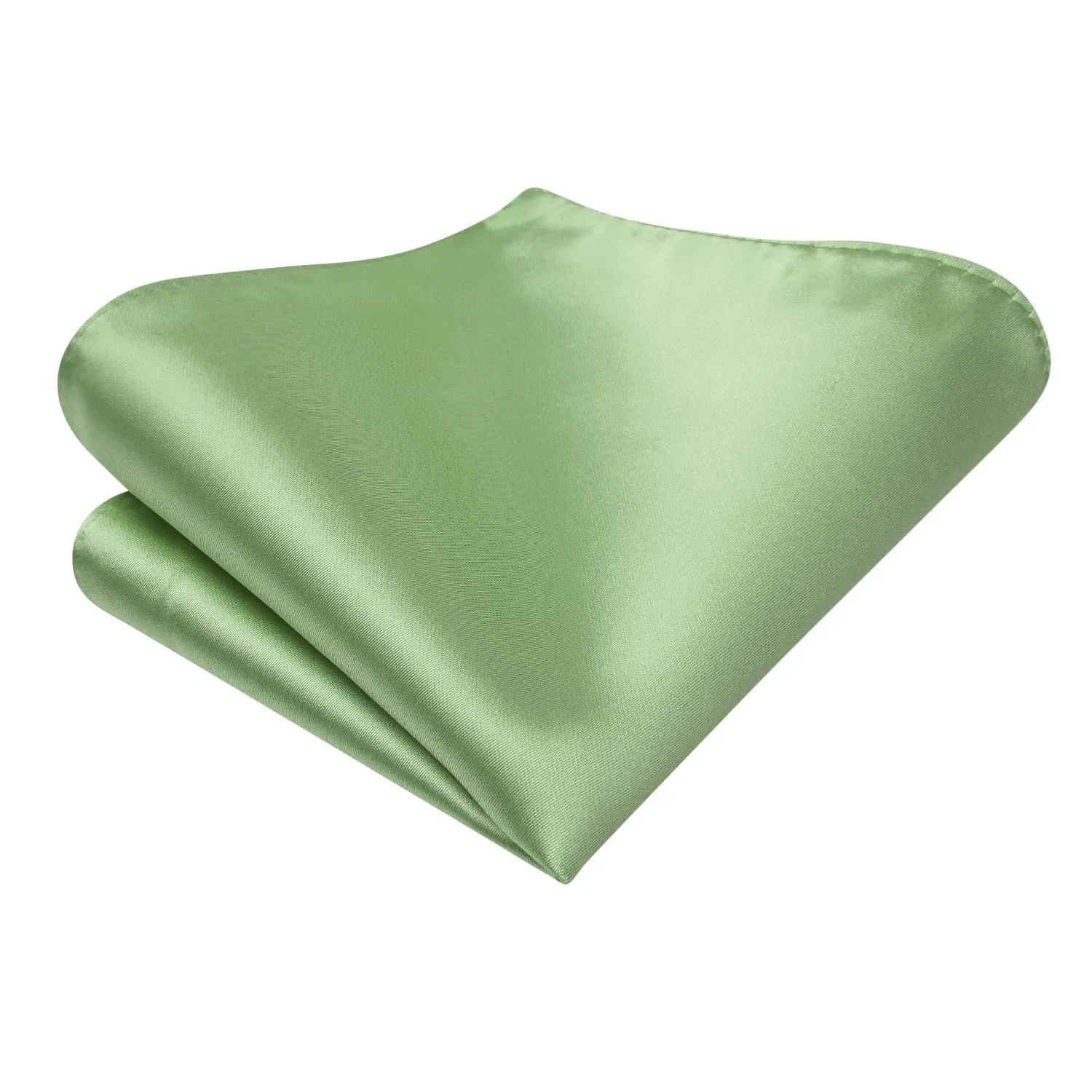 Hi-Tie Light Green Bowtie Solid Wedding Men's Tie Hanky Cufflinks Set