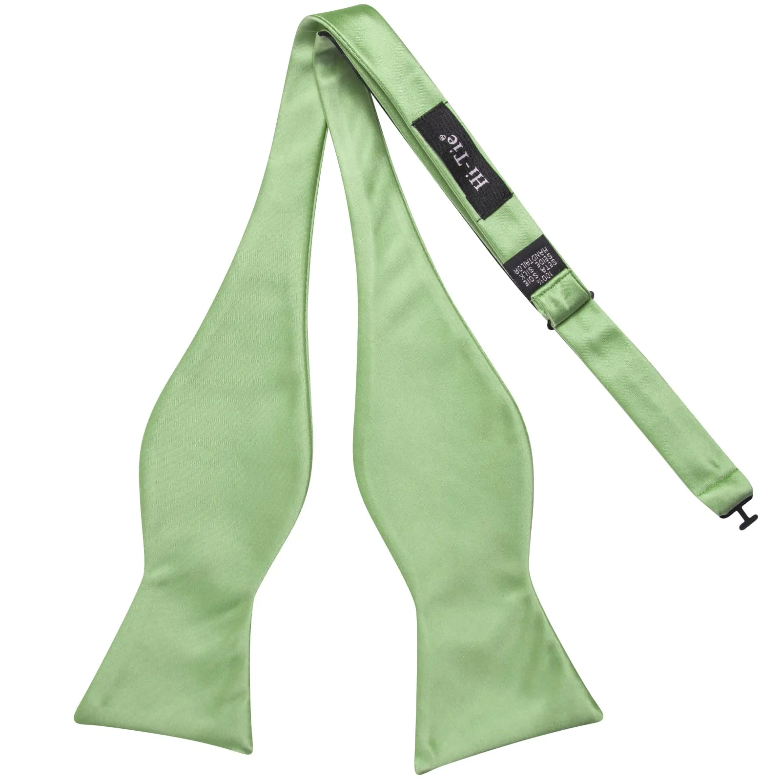 Hi-Tie Light Green Bowtie Solid Wedding Men's Tie Hanky Cufflinks Set