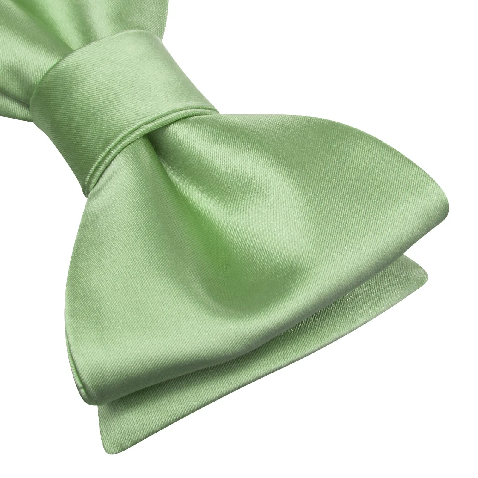 Hi-Tie Light Green Bowtie Solid Wedding Men's Tie Hanky Cufflinks Set
