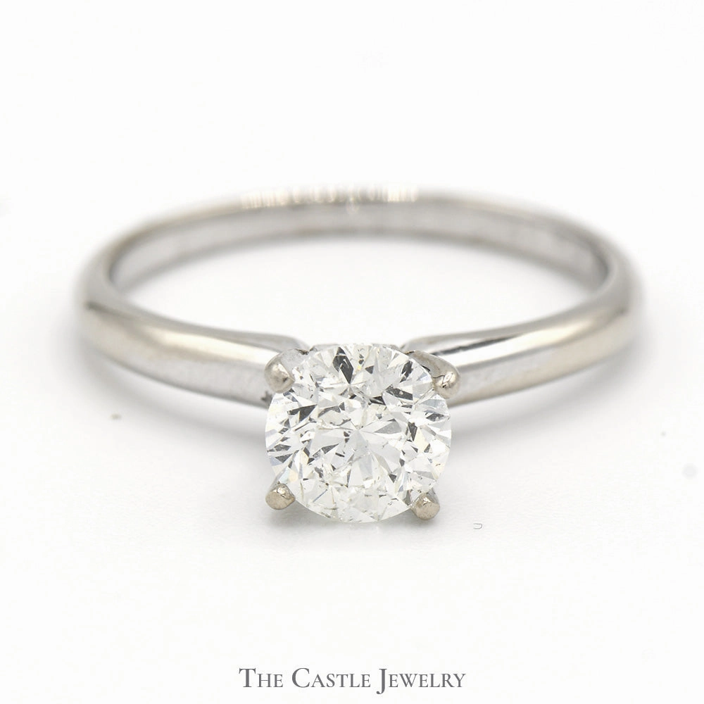 1.05ct Round Diamond Solitaire Engagement Ring in 14k White Gold 4 Prong Tiffany Mounting Classic Embellishment