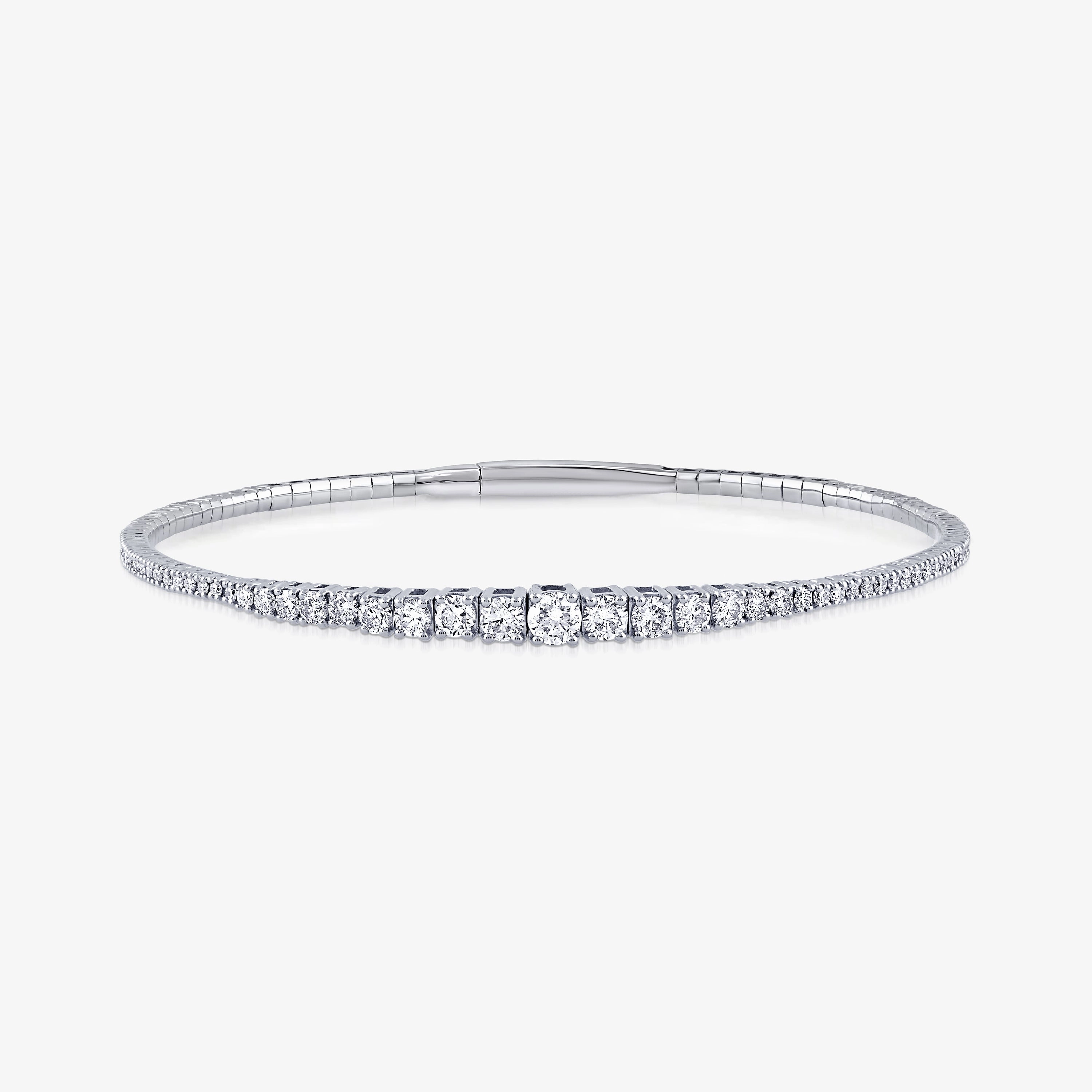 Unbridled Blends Commendable Combinations 2 ctw Round Lab Grown Diamond Graduated Flexible Bangle Bracelet  - 7 Inches