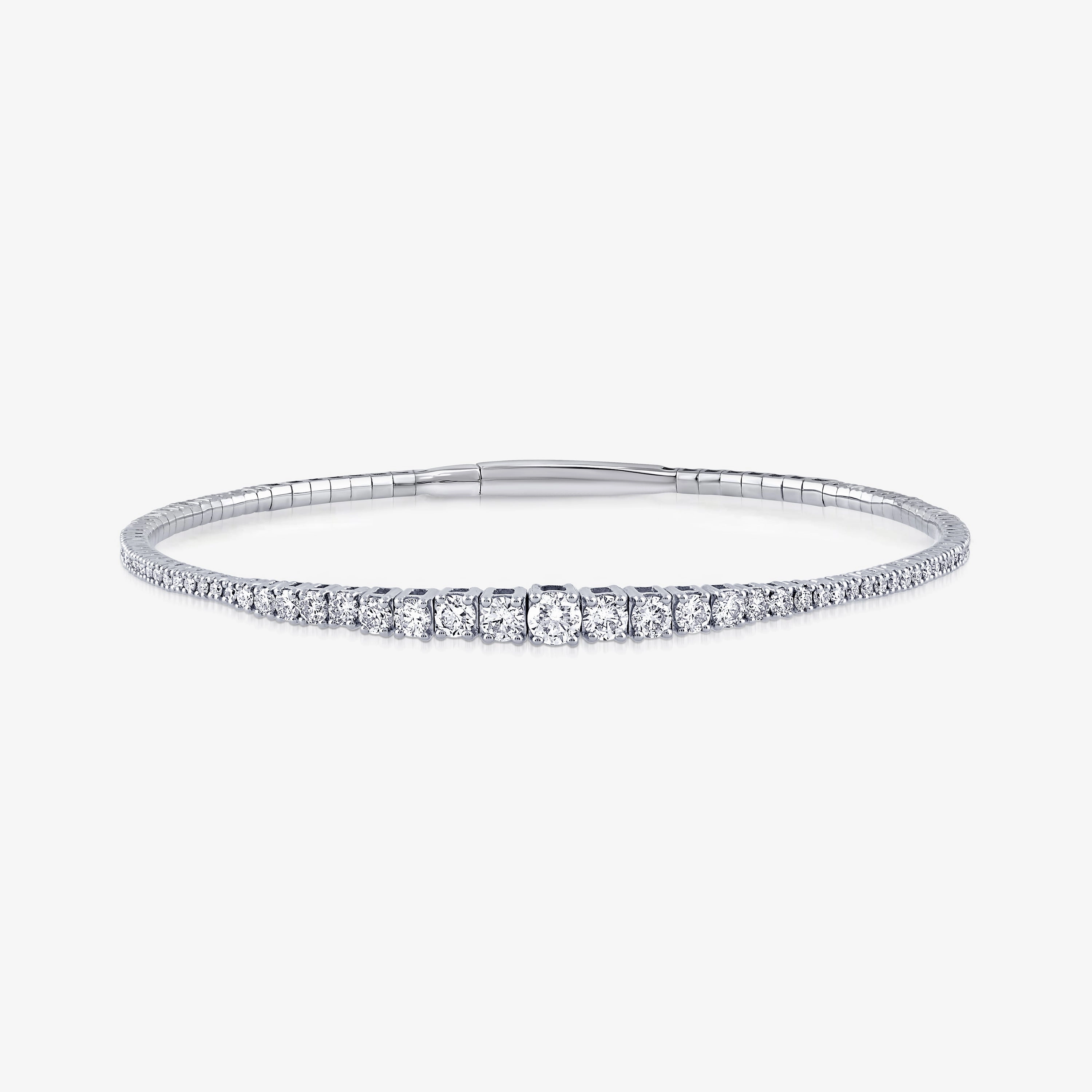 2 ctw Round Lab Grown Diamond Graduated Flexible Bangle Bracelet  - 7 Inches Trendsetting Styles