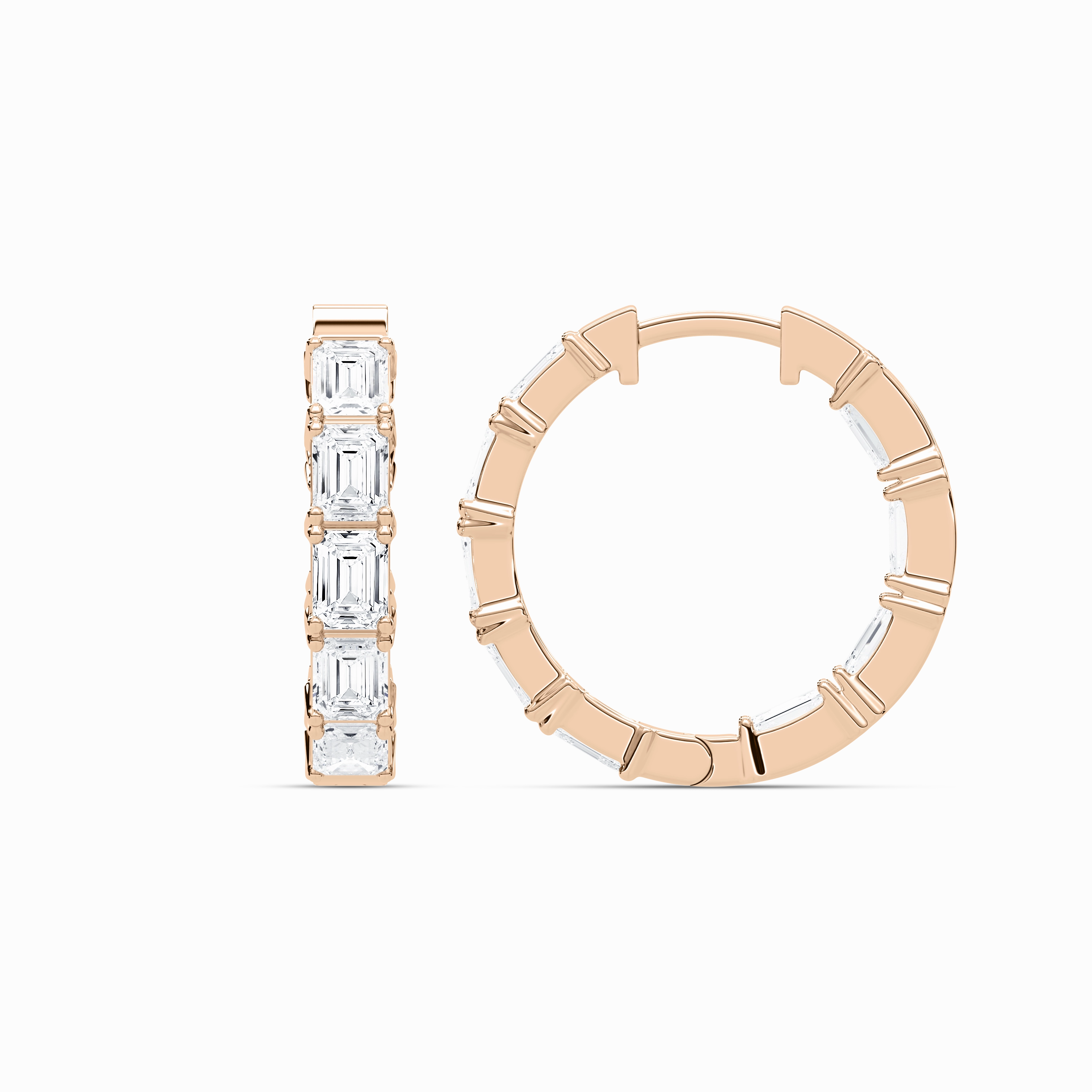 4 1?? ctw Emerald Lab Grown Diamond Inside Out Hoop Earrings Pretty Trinket