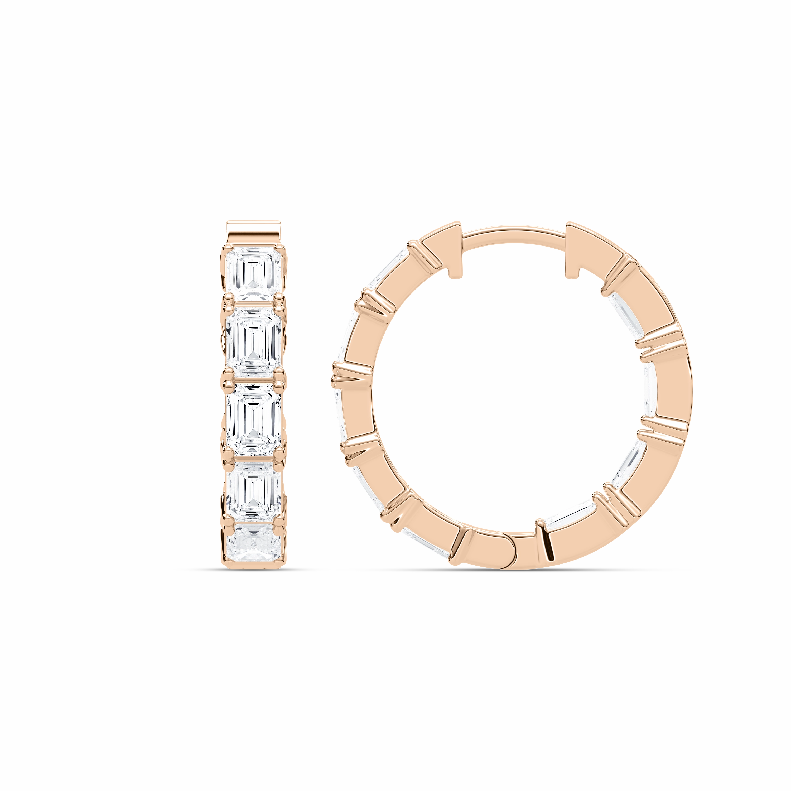 4 1?? ctw Emerald Lab Grown Diamond Inside Out Hoop Earrings Embellished Embellishment