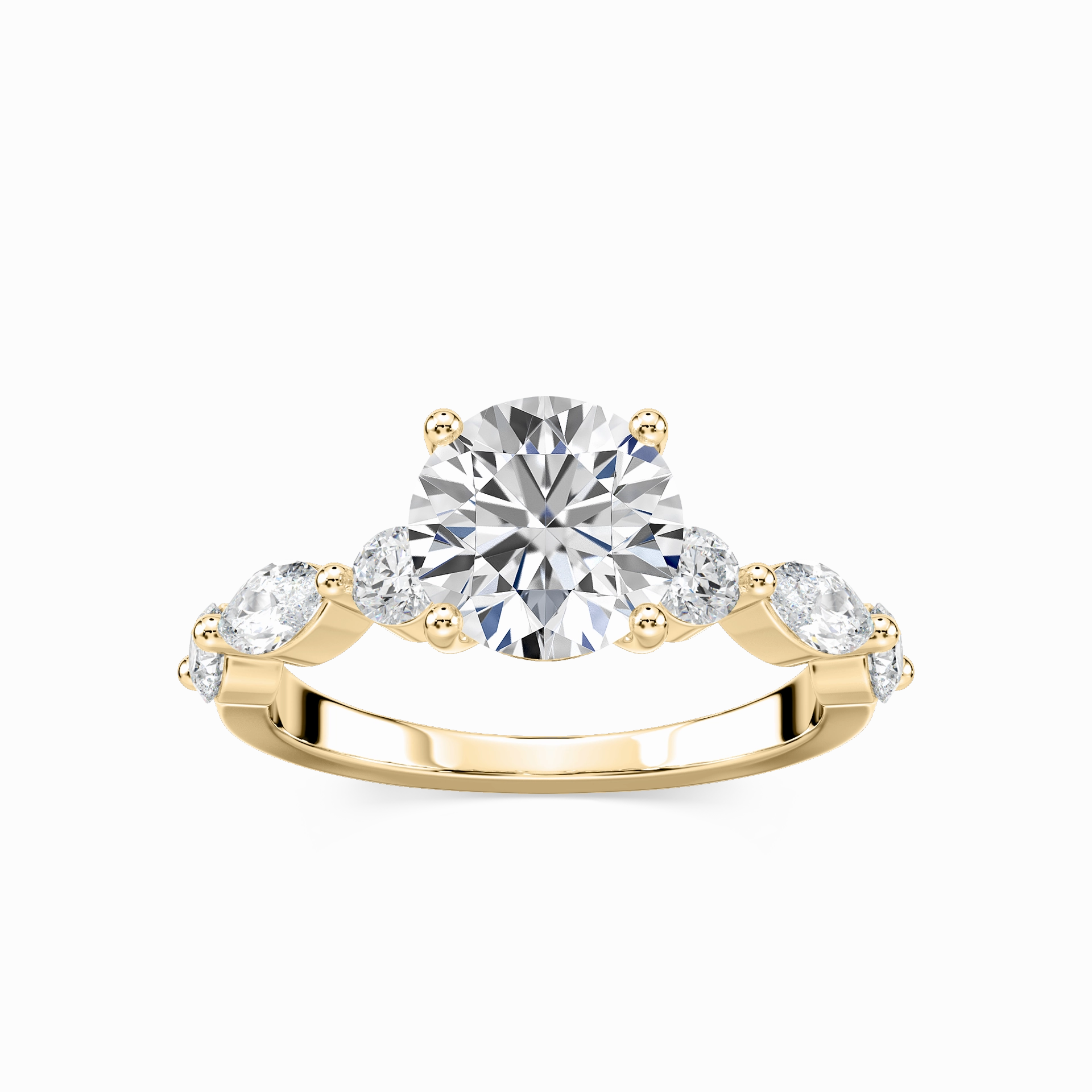 Sia Round Lab Grown Diamond Single Shared Prong Side Stone Engagement Ring Unique product Event Piece