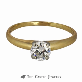 Low Profile Round Diamond Engagement Ring .55ct SI1/H in 14K Gold Stylish Accessory