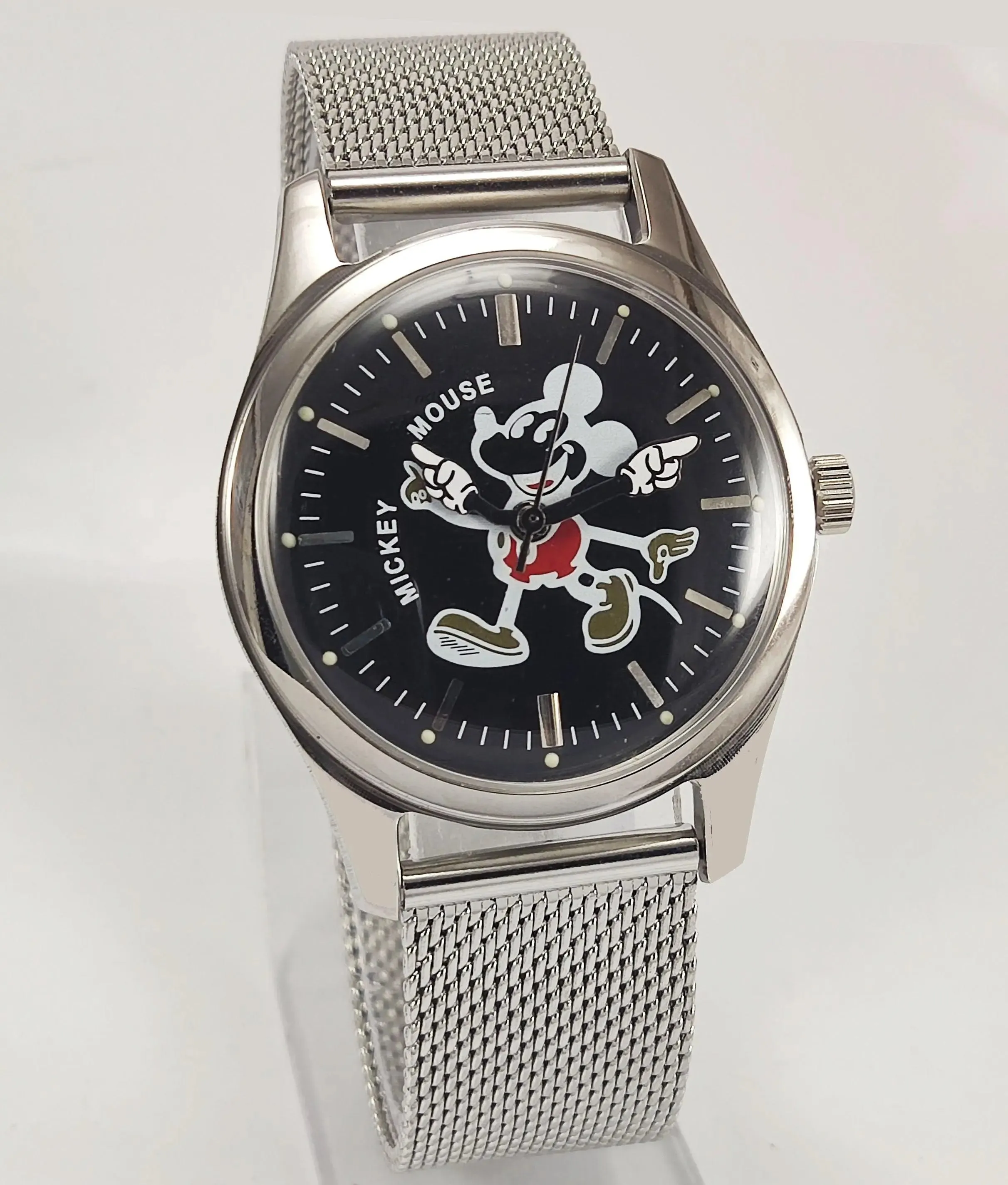 HMT Disney Para Shock 17 Jewels Black Dial Transparent Back Mechanical Hand winding Men's Wrist Watch