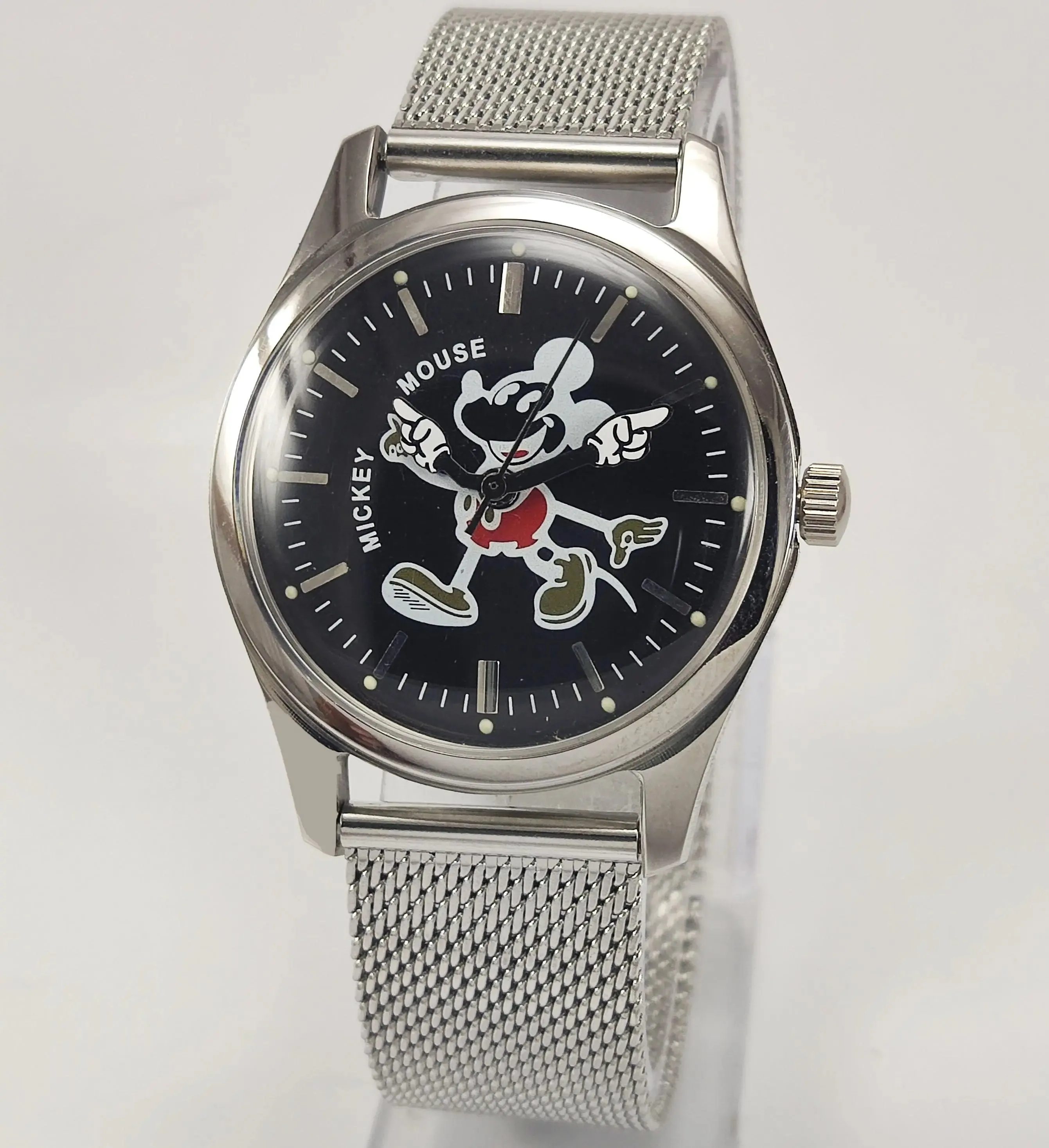 HMT Disney Para Shock 17 Jewels Black Dial Transparent Back Mechanical Hand winding Men's Wrist Watch