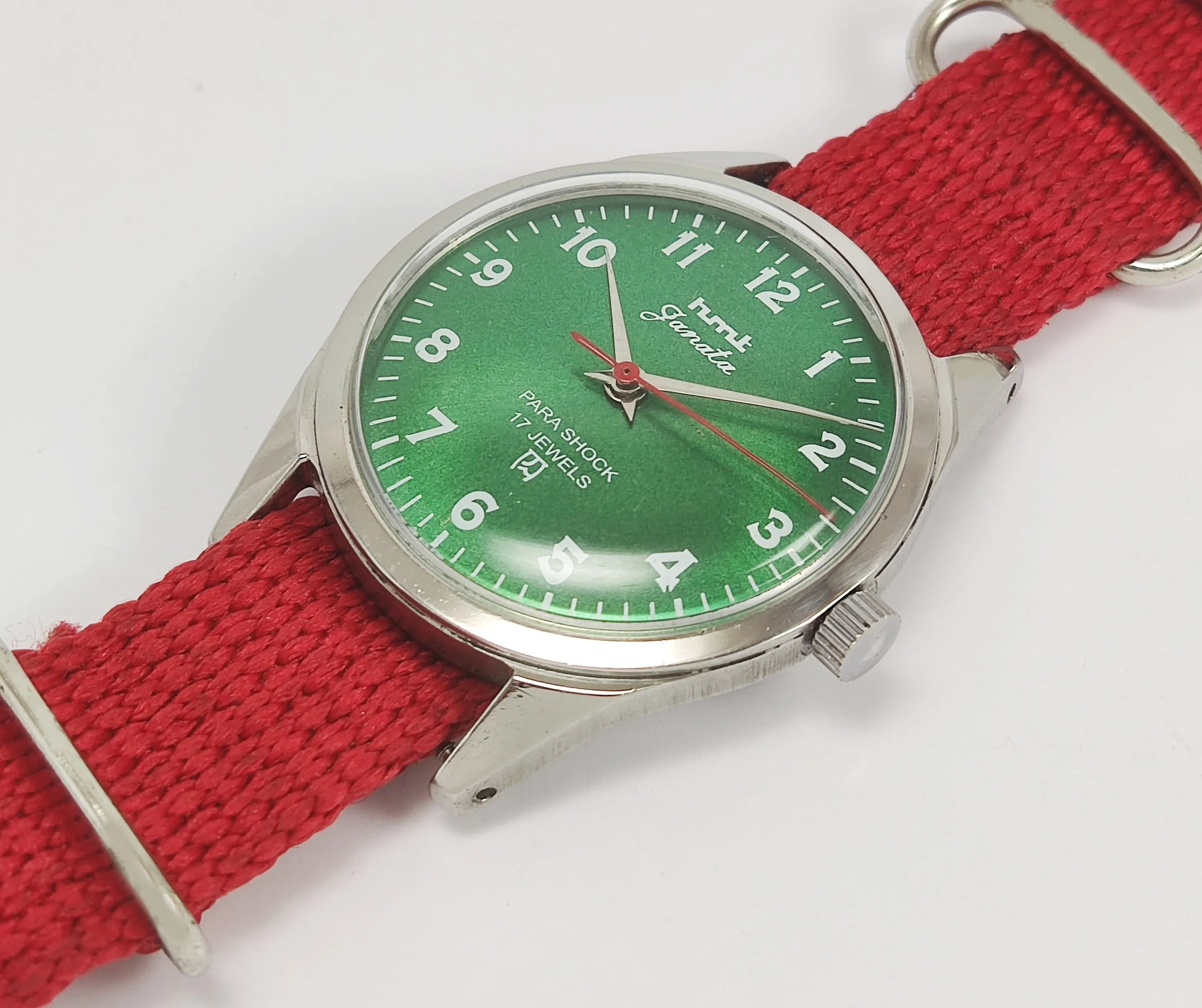 HMT Janata 17 Jewels Dark Green Dial Mechanical Hand winding Men's Wrist Watch