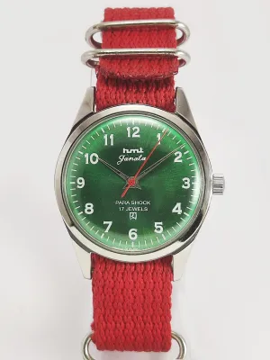 HMT Janata 17 Jewels Dark Green Dial Mechanical Hand winding Men's Wrist Watch