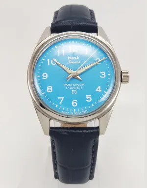 HMT Janata Para Shock 17 Jewels Radium Hands Blue Dial Mechanical Hand winding Men's Wrist Watch