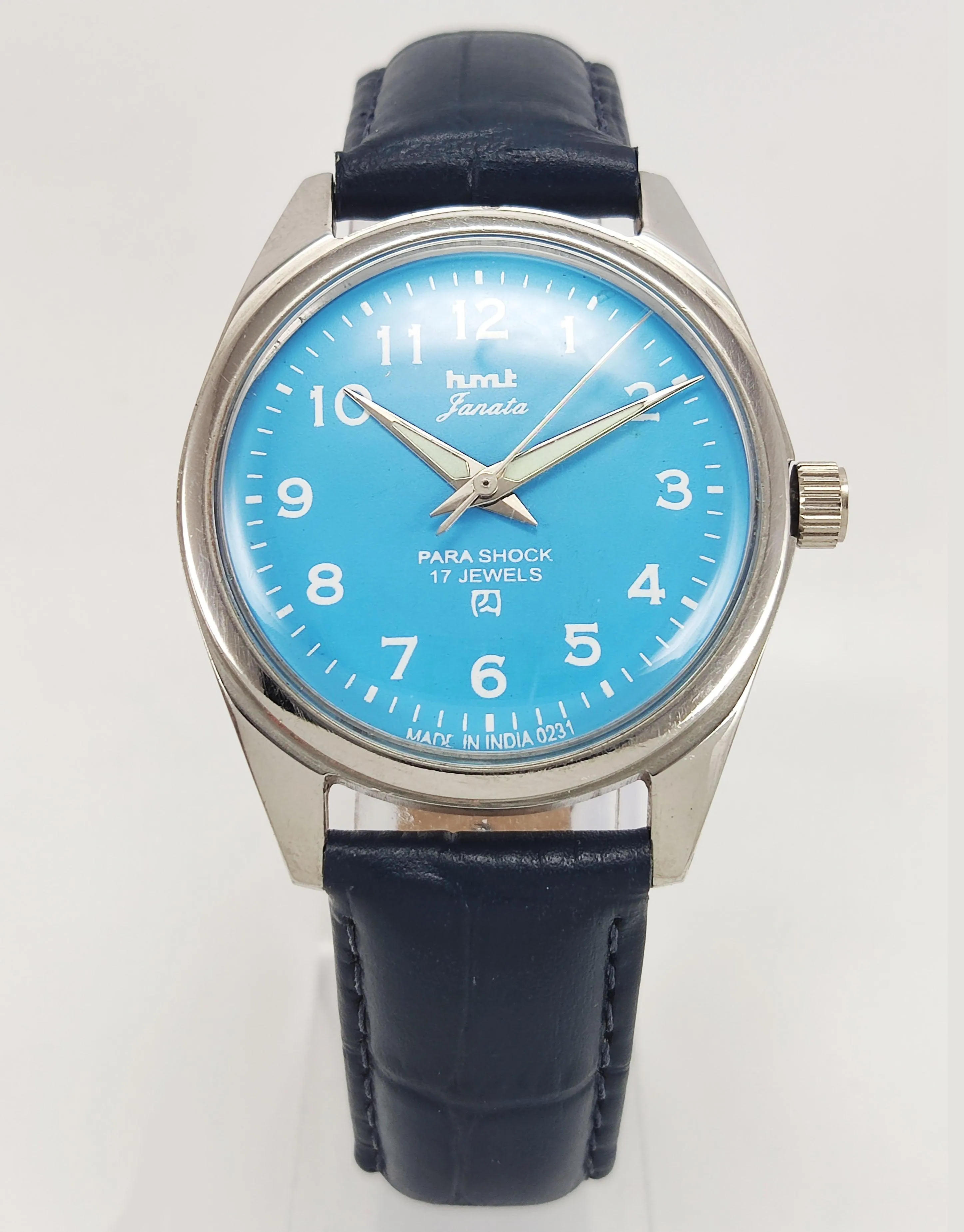 HMT Janata Para Shock 17 Jewels Radium Hands Blue Dial Mechanical Hand winding Men's Wrist Watch