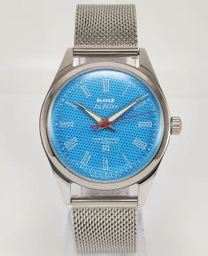 HMT Jubilee Para Shock 17 Jewels Sky Blue Dial Radium Hands Mechanical Hand winding Men's Wrist Watch