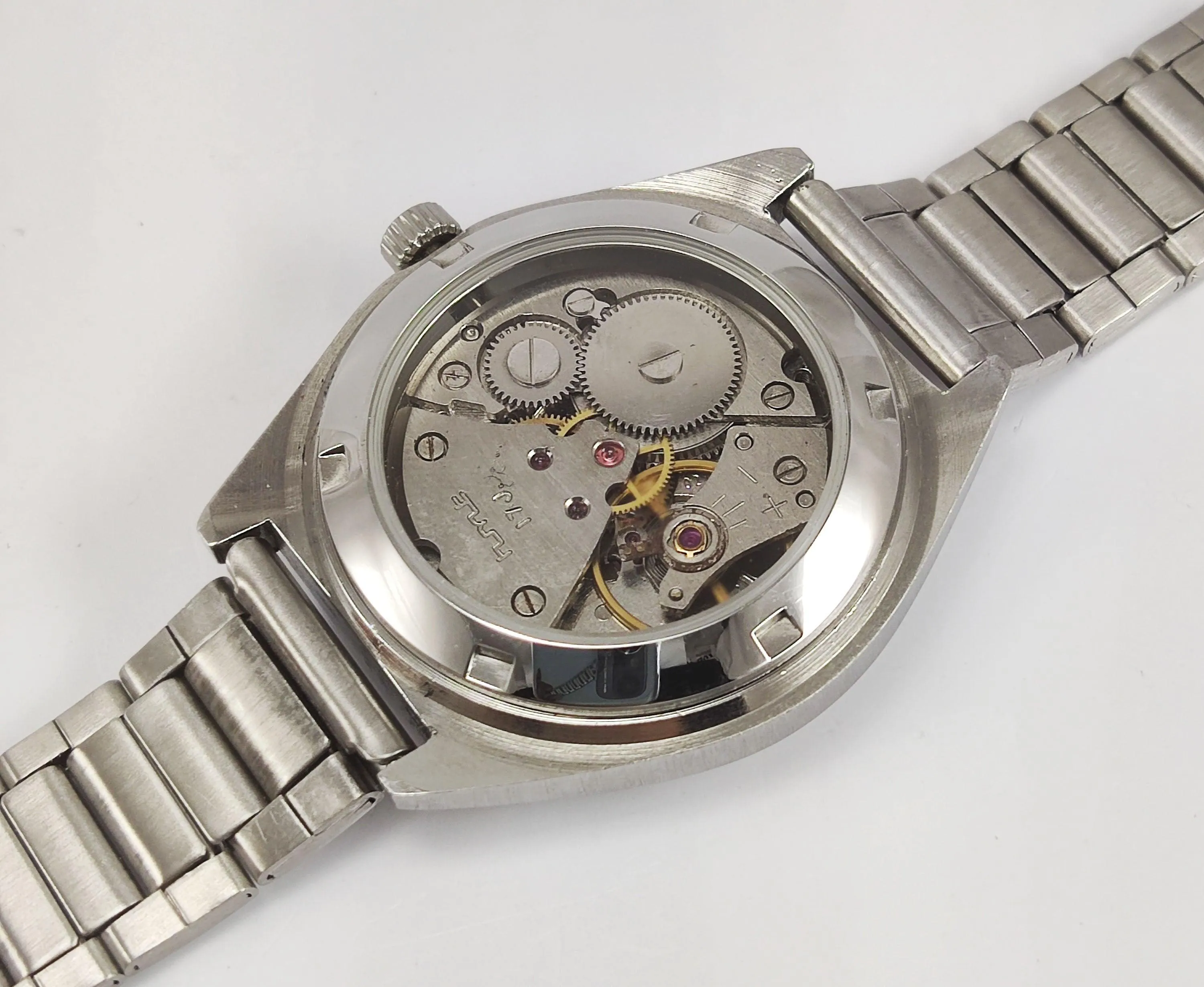HMT Kohinoor Para Shock 17 Jewels Brown Dial Transparent Back Mechanical Hand winding Men's Wrist Watch