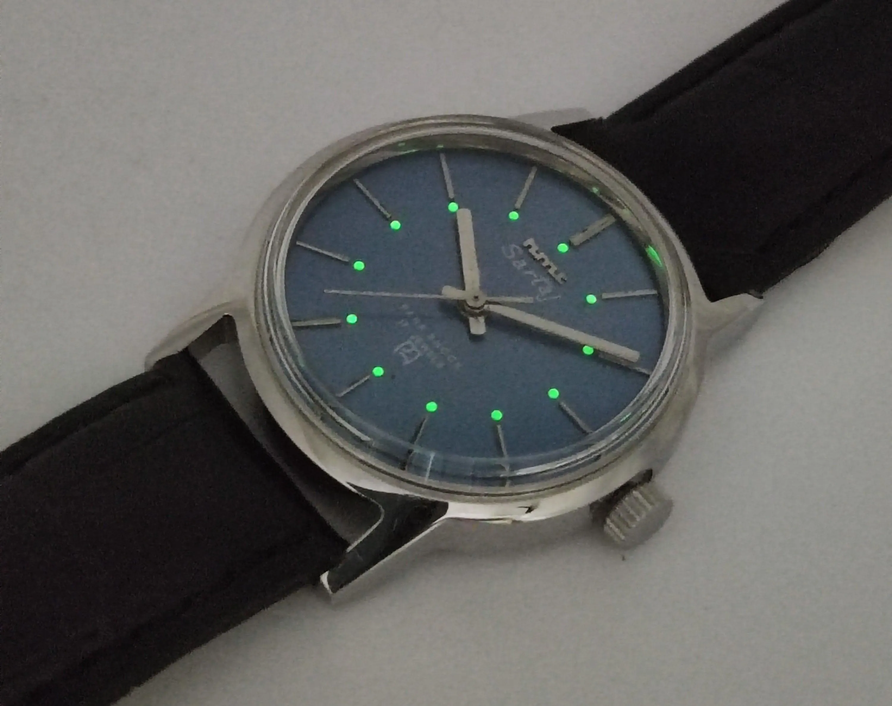 HMT Sartaj Para Shock 17 Jewels Blue Dial Mechanical Hand winding Men's Wrist Watch
