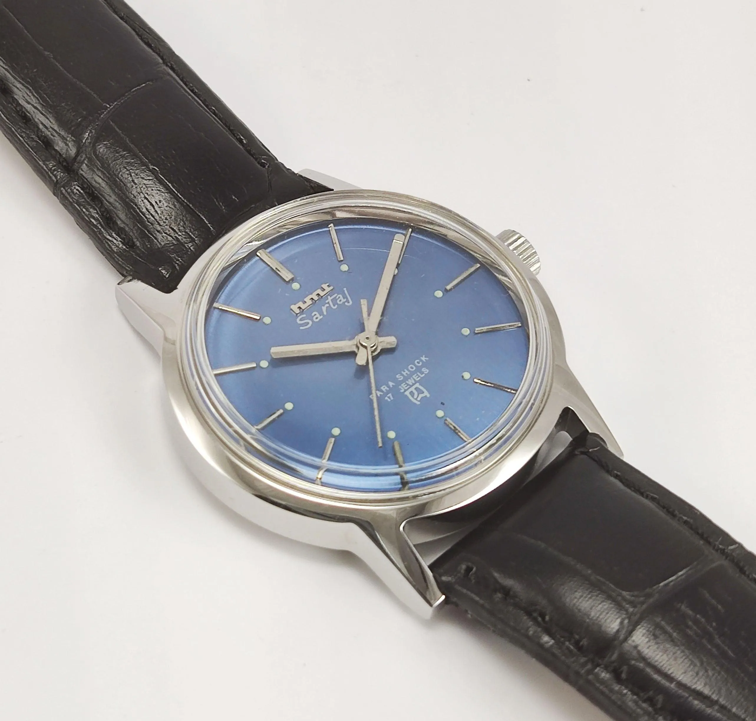 HMT Sartaj Para Shock 17 Jewels Blue Dial Mechanical Hand winding Men's Wrist Watch