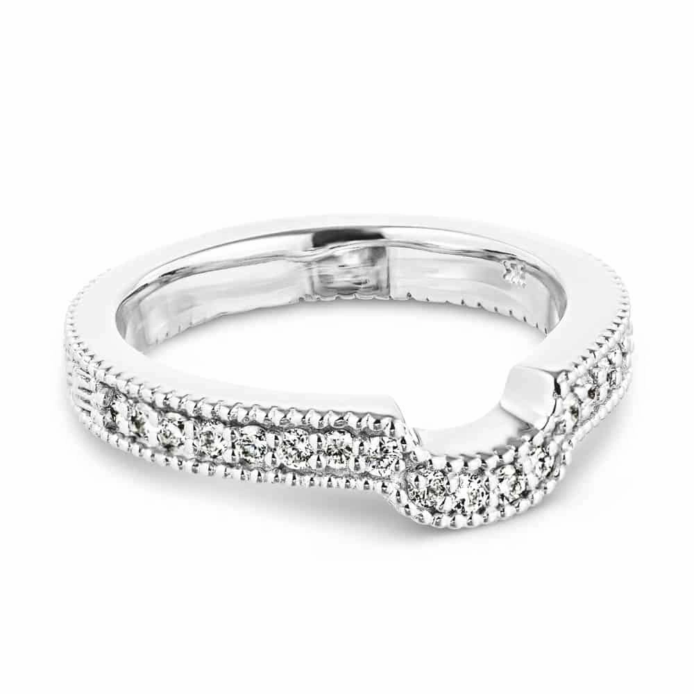 Honey 1/5 ctw Round Lab Grown Diamond Etched Profile Curved Band Shimmer Mood