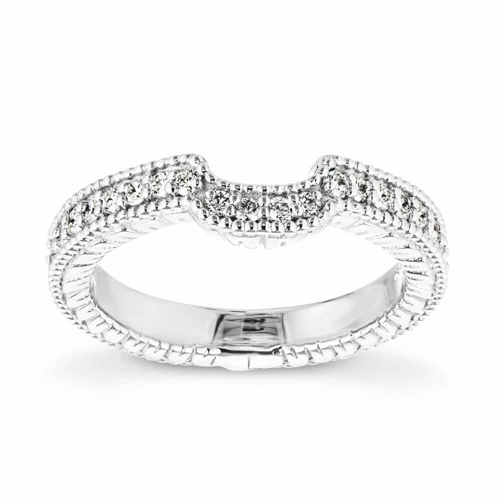 Romantic Moment Honey 1/5 ctw Round Lab Grown Diamond Etched Profile Curved Band