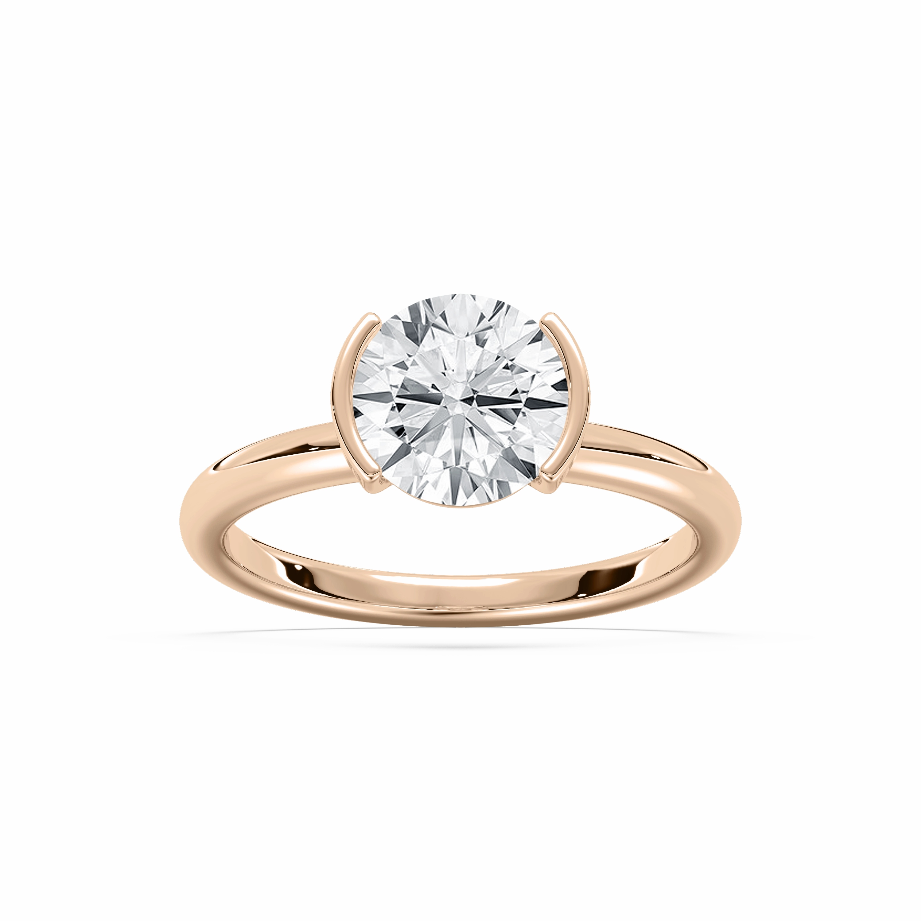 Statement Vibe Honor 2 3?? ctw Round Lab Grown Diamond Semi Bezel Solitaire Engagement Ring