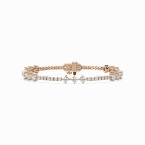 4 ctw Round Lab Grown Diamond Three Stone Station Tennis Bracelet  - 7 Inches Easy Amalgamations
