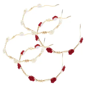 Housoutil 4pcs Flower Leaf Headband Wedding Hair Accessories Metal Headband for Women