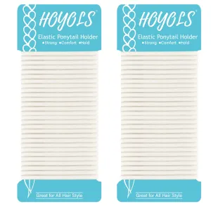 Hoyols 4mm Hair Elastics, No Metal Thin Hair Ties for Women’s Hair Ponytail Holder Bands Stretch No Damage, 50 Count (Beige Blonde)