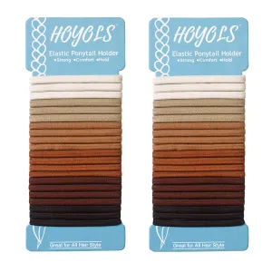 HOYOLS Flat Hair Elastics, No Metal Hair Ties Hair Bands for Thick Heavy and Curly Hair Ponytail Holders Headband 1-inch 5mm Width 42 Count (Fall & Winter Color)