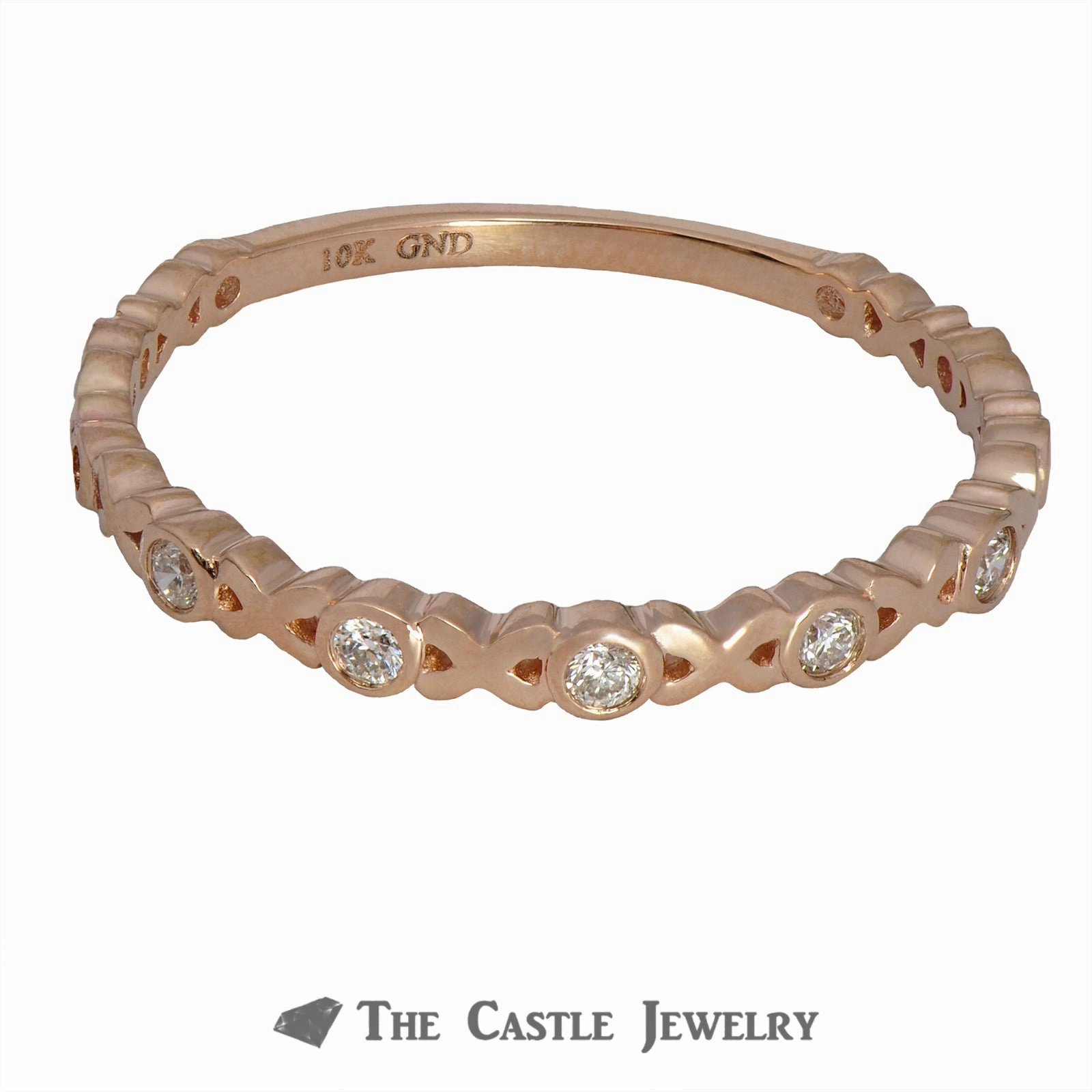 Economy Choice Hugs and Kisses (X&O) Stackable Band Bezel Set Diamond "O"s in 10K