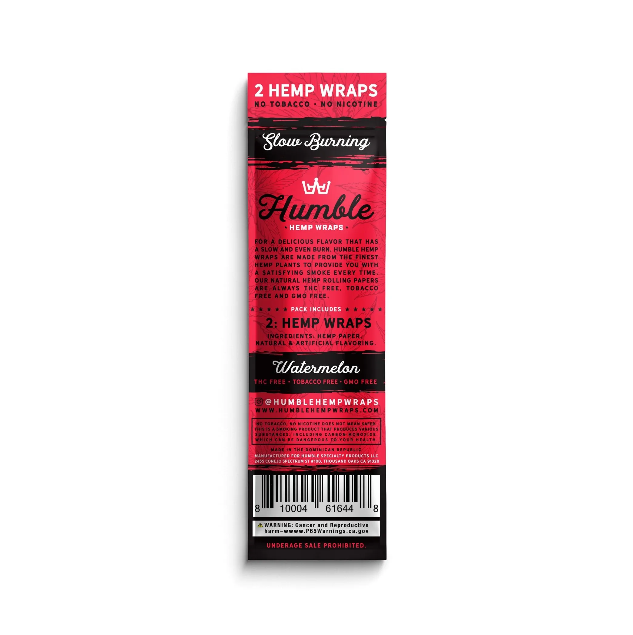 Humble Hemp Wraps - Watermelon Flavor - 25 Pack