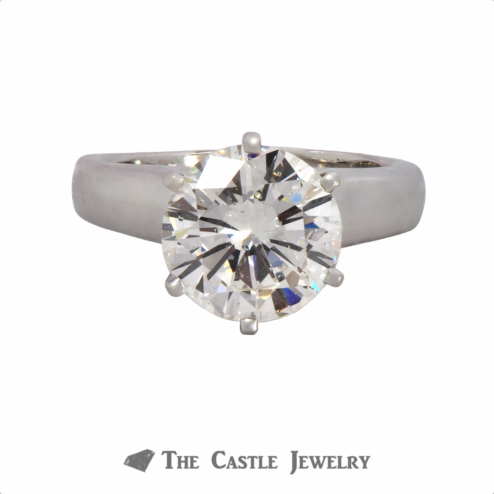 GIA Certified 4.08ct SI1/F Round Brilliant Cut Diamond Engagement Ring Artistic Display