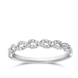 I Will® Round Brilliant Cut Diamond Twist Promise Ring in 9ct White Gold