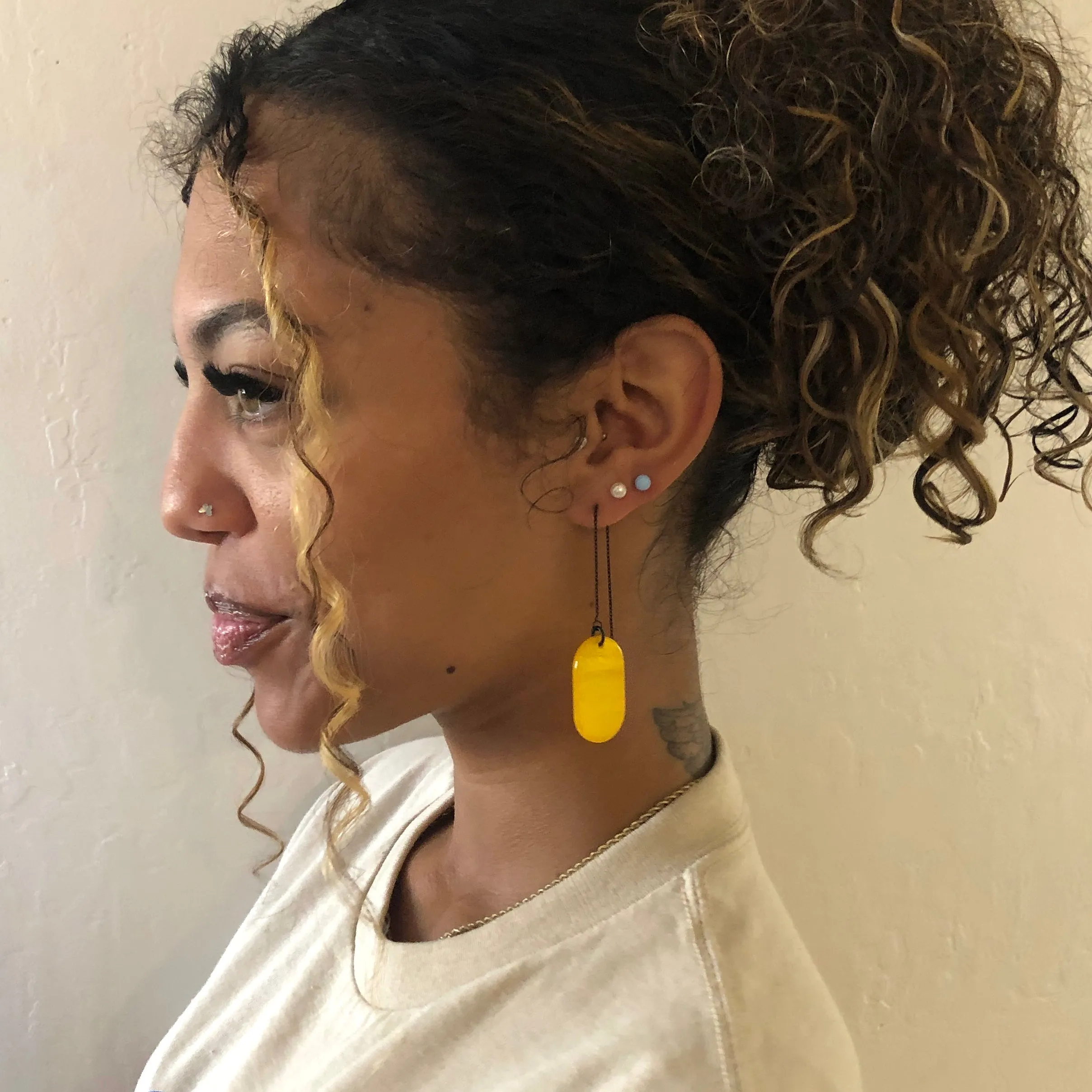 Ice Tag Threader Earrings